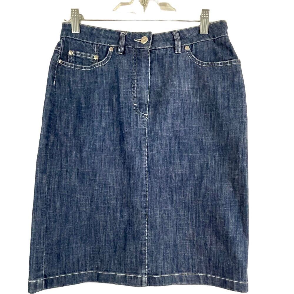 Escada Sport Denim Blue Jean Pencil Skirt Womens Size 36 US Small Knee Length